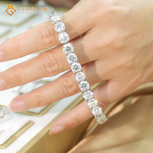 Customized Tennis <b>Chain</b> <b>Moissanite</b> Brilliant Cut Classic Claw Setting Unisex 925 Silver Goldleafgem Wedding Engagement Bracelet - Product Image 2