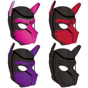 SM Restrian Dog Head Hood CBondage Leather Full Head Face Blinder Role Play Puppy Headgear MUQU MZ-005 Multi-Color - Product Image 1