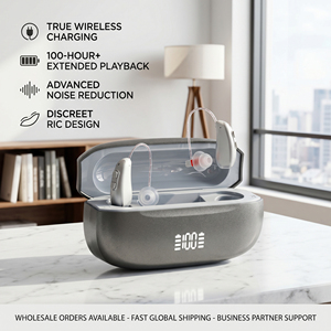 Vente en gros de qualité supérieure 32 canaux BTE RIC Prothèse auditive Conception discrète Traitement <span class=keywords><strong>audio</strong></span> propre avec cabine de charge stérilisante - Product Image 2