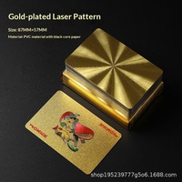 Cartes de poker en feuille d'or en gros, grande quantité, en PVC plastique, imperméables, résistantes à la pliage, épaissies, emballage rectangulaire en carton, de qualité supérieure