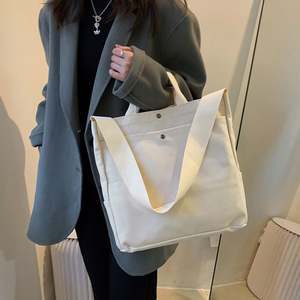 Sacs fourre-tout en toile personnalisés, robustes et réutilisables, avec poignées en coton, écologiques, blanc satiné, noir, logo imprimé pour le shopping féminin - Product Image 6