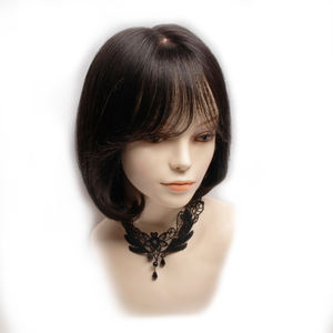 Perruque en cheveux humains de 8 pouces, design coréen, boucles en C, clip, légère, noir brun, respirante, livraison rapide, usage quotidien - Product Image 4