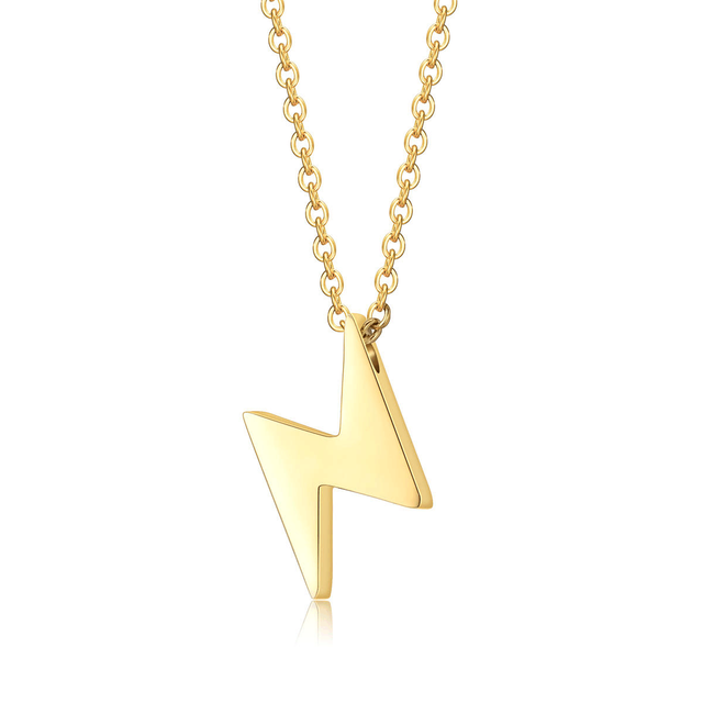 Lightning Bolt Necklace Jewelry for Men Lightning Bolt Pendant Adjustable Necklace Gold Plated Jewelry
