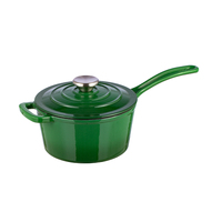 Bright Houseware Modern Emaye Kaplı Dökme Demir Tencere Seti Çevre Dostu 5 Parçalı Ev ve Restoran Kullanımı İçin Yeşil Renkli Özel Tasarım