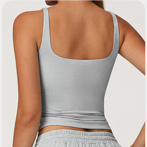 Fashion Gym <strong>Vest</strong> Women Great Stretchy Double Layer Yoga <strong>Tops</strong> <strong>With</strong> <strong>Built</strong> <strong>in</strong> <strong>Bra</strong> Private Custom Label Quick Dry Gym Yoga Wear - Product Image 5