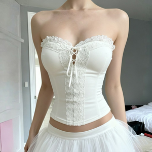 Style de fille adolescente purement séduisant, fille douce et épicée, soutien-gorge à bretelles en dentelle, haut de bikini, niche sexy, bustier amincissant - Product Image 4