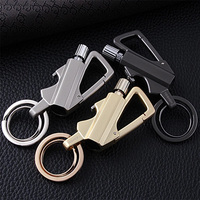 Ouvre-bouteille portable multifonction Rechargeable, bouton en métal, support de briquet à huile ou de gaz, porte-clé avec porte-briquet