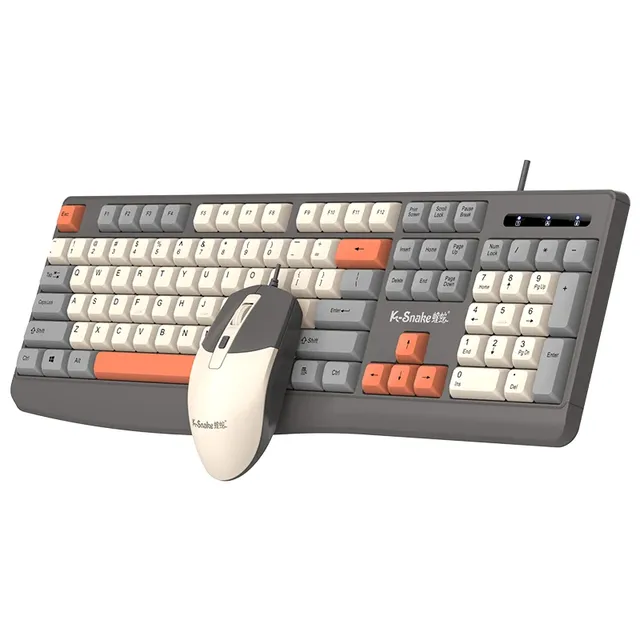 K-snake KM300 Slim Wired Keyboard and Mouse Set USB Ergonomic for Desktop/Laptop Home Office Use in Stock