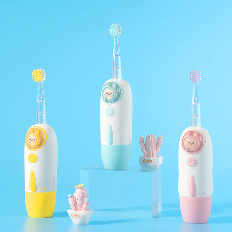 Hete Verkoop Cartoon Siliconen Elektrische Tandenborstel Batterij Power Mini Tandenborstel Led Light Slimme Sonic Kids Elektrische Tandenborstel