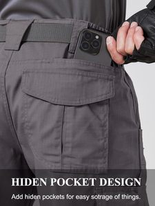 <strong>Mens</strong> Durable Ripstop Waterproof Lightweight Tactical Outdoor Hiking 65% Polyester 35% Cotton Work Pants <strong>Cargo</strong> with Pockets - Product Image 5
