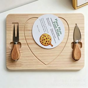 Tabla de Cortar de Madera con Juego de Cuchillos para Queso, Plato Multifuncional para Pizza y Frutas, Material de Pino, Forma Rectangular - Product Image 3