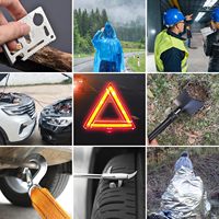 Kit d'outils de survie en plein air personnalisé avec logo OEM/ODM, étanche, pour véhicule, avec kit d'alimentation et démarreur de voiture, trousse de premiers secours automobile