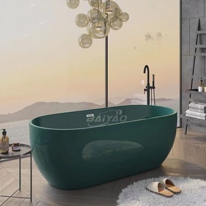 Baignoire ovale portable en acrylique, design moderne, autoportante, blanche, avec drain, pour usage hôtelier – Offre Spéciale - Product Image 1