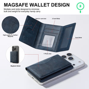 กระเป๋าแม่เหล็ก MagSafe สำหรับโทรศัพท์ น้ำหนักเบา พร้อมขาตั้ง ปรับได้ ทำจากหนัง พร้อมกล่องของขวัญ - Product Image 4