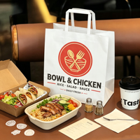 Sacs en papier écologiques personnalisés avec logo, sacs de transport en kraft blanc recyclables pour la restauration rapide, emballage de livraison pour restaurants
