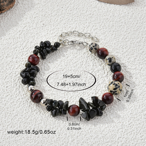 Ensemble de bijoux tendance pour femmes, collier/boucles d'oreilles/bracelet en obsidienne noire, agate rouge, onyx noir naturel, œil de tigre - Product Image 3