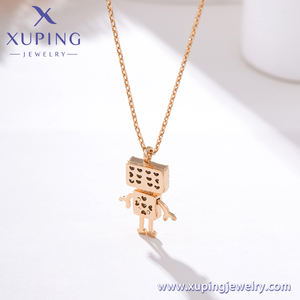 XUPING Collar con Colgante de Robot de Acero Inoxidable Chapado en Oro de 18K con Circonita Cúbica para Mujer, Joyería Minimalista - Product Image 5