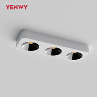 Spot LED Moderne Noir et Blanc 9W 18W 27W 36W Carré à Montage en Surface, Simple ou Double Tête, 3500K 220V