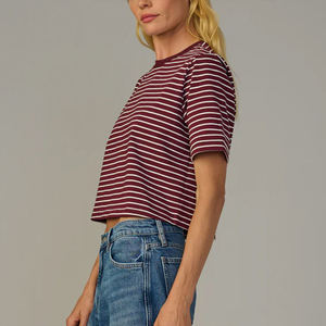 เสื้อยืดทรงบ็อกซ์โอเวอร์ไซส์คุณภาพสูง แฟชั่นสตรีทแวร์ เสื้อยืดครอปวินเทจ ผ้าฝ้าย เสื้อยืดเรียบแบบกำหนดเอง เสื้อยืดทรงบ็อกซ์ครอป - Product Image 2