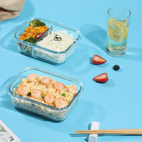Boîtes à lunch en verre borosilicate écologiques, compatibles micro-ondes, avec couvercle en PP anti-fuite, préservation de la fraîcheur, hermétiques et réutilisables