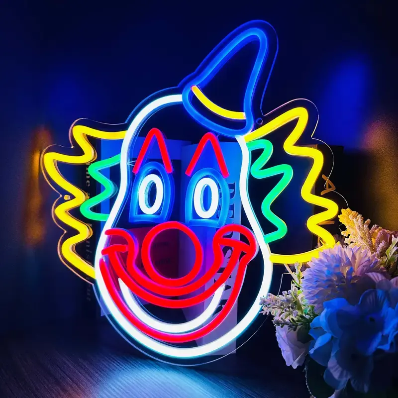 1pc Clown Neon Lamp - USB Powered Decorative Wall Mounted Light