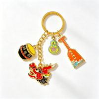 Porte-clés en métal personnalisé style chinois, thème bateau du dragon, multi-breloques, culture traditionnelle, objet de collection, pour sac de vacances