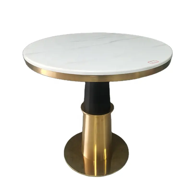Modern ışık lüks kaliteli otel lobisinde yuvarlak beyaz mermer masa yemek masası restoran mermer masa kahve yemek masası s