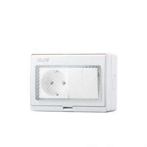 EAST IP55 <span class=keywords><strong>Enchufe</strong></span> Eléctrico de 1 Salida y 1 Entrada, Estándar Francés y Británico, Impermeable, Montaje en Superficie, para Exteriores - Product Image 1