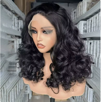 Perruque Lace Front 13x4 Boucles Afro Crépues en Fibre Haute Température, Cheveux Courts Bouclés Naturels et Volumineux pour Femmes – Vente en Gros