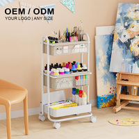 Chariot de rangement pour bébé en plastique à roulettes, 3 niveaux, étagères, bacs en tissu Oxford durables, organisateur de couches portable pour nouveau-né
