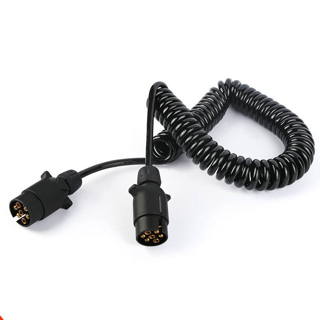 7 Core ABS Pur Shielded Electric Power Wire Spiral Trailer Cables Coil Spring Electrical Truck to Trailer Cable