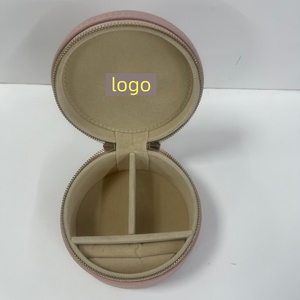 Factory Custom Logo Genuine Leather Jewelry <b>Box</b> Organizer Round Gift Packaging Packing <b>Earring</b> Round Jewelry Ring <b>Box</b> - Product Image 6