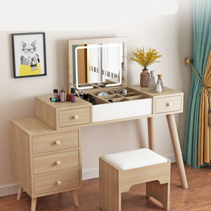 Fabrication de meubles sur mesure Maquillage blanc nordique en bois gain de place <span class=keywords><strong>Dressing</strong></span> Rangement en appartement Coiffeuse de beauté personnelle - Product Image 3