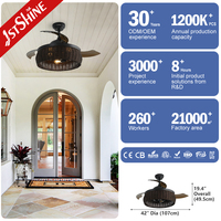 Ventilateur de plafond rétractable 1stshine à 3 pales invisibles, rétro, compatible Alexa et Google, contrôle intelligent par application, qualité professionnelle, 6 vitesses