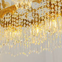 Lustre en cristal K9 bronze pour hôtel, salon, restaurant, table à manger, style luxe, or antique, laiton