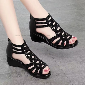 <b>Soft</b> Leather Roman Summer New <b>Soft</b> Sole Mother Fashion Wear Sandals Wedges Women's <b>Shoes</b> - Product Image 5