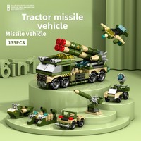 Compatible avec les jouets de construction pour enfants en ABS, représentant des fusées aérospatiales militaires, des mechas, des dinosaures, des chars et des avions, en petites boîtes.