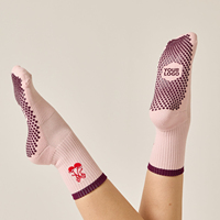 Chaussettes de yoga et de Pilates en coton avec logo personnalisé, antidérapantes, respirantes, pour l'entraînement en salle de sport