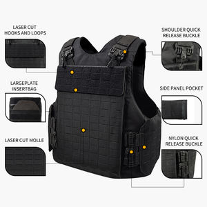 頑丈なアーマー1000Dオックスフォードブラック屋外カスタム軽量男性クイックリリースパッド入りセキュリティMolle戦術プレートキャリアベスト - Product Image 5