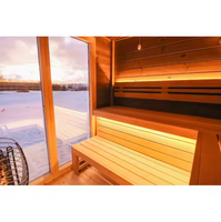 Sauna hammam extérieur personnalisé pour 6 personnes avec bois de cèdre rouge et d'épicéa, design de luxe, douche incluse