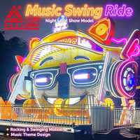 Manège à bascule mécanique ludique pour enfants, motif dessin animé musical et visage souriant, équipement de parc d'attractions et de terrain de jeux extérieur