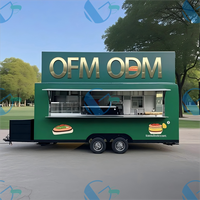 Camion remorque remorquable OEM avec cuisine mobile pour snacks, pizza, burgers, tacos, poulet frit, hot dogs, aliments fraîchement grillés