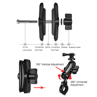 Takenoken Go Pro Ensemble d'accessoires pour appareil photo Clip de guidon en aluminium pour moto et vélo et supports de support pour rétroviseur