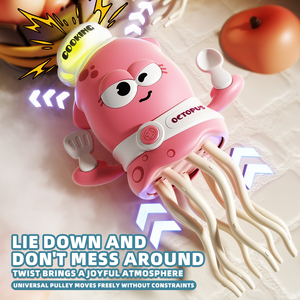 Giocattolo antistress simpatico e unico con design da chef, polpo/dodonna elettrico automatico che si muove, evita gli ostacoli e balla - Product Image 3