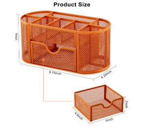 Mesh Desk <b>Organizer</b> with Compartments Desk Accessories Workspace <b>Organizers</b> for Office School Home Supplies Orange - Product Image 2
