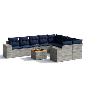 Grey Poly <b>Rattan</b> Garden <b>Sofa</b> Set With Cushions Outdoor Furniture Contemporary Design - Product Image 1