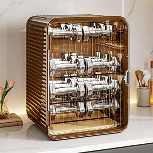 Water Cup Holder Storage Rack 2 Compartments Kitchen Desktop <b>Cabinet</b> Living Room Use - Product Image 3