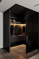 Vermonhouzz Dressing sur mesure de luxe avec porte vitrée et éclairage LED intelligent, armoire de rangement modulaire pour villa