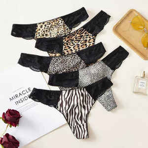 Lingerie en dentelle pour femmes, culotte à imprimé léopard, bikini <span class=keywords><strong>sexy</strong></span>, respirant, logo à la taille, sous-vêtements transparents en maille, confort, sous-vêtements érotiques - Product Image 4