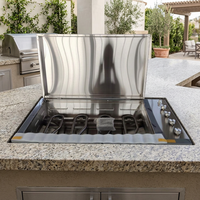 Barbecue de luxe haut de gamme en acier inoxydable à encastrer pour extérieur, gaz GPL/GN/Butane, brûleurs réglables, allumage électronique par impulsion